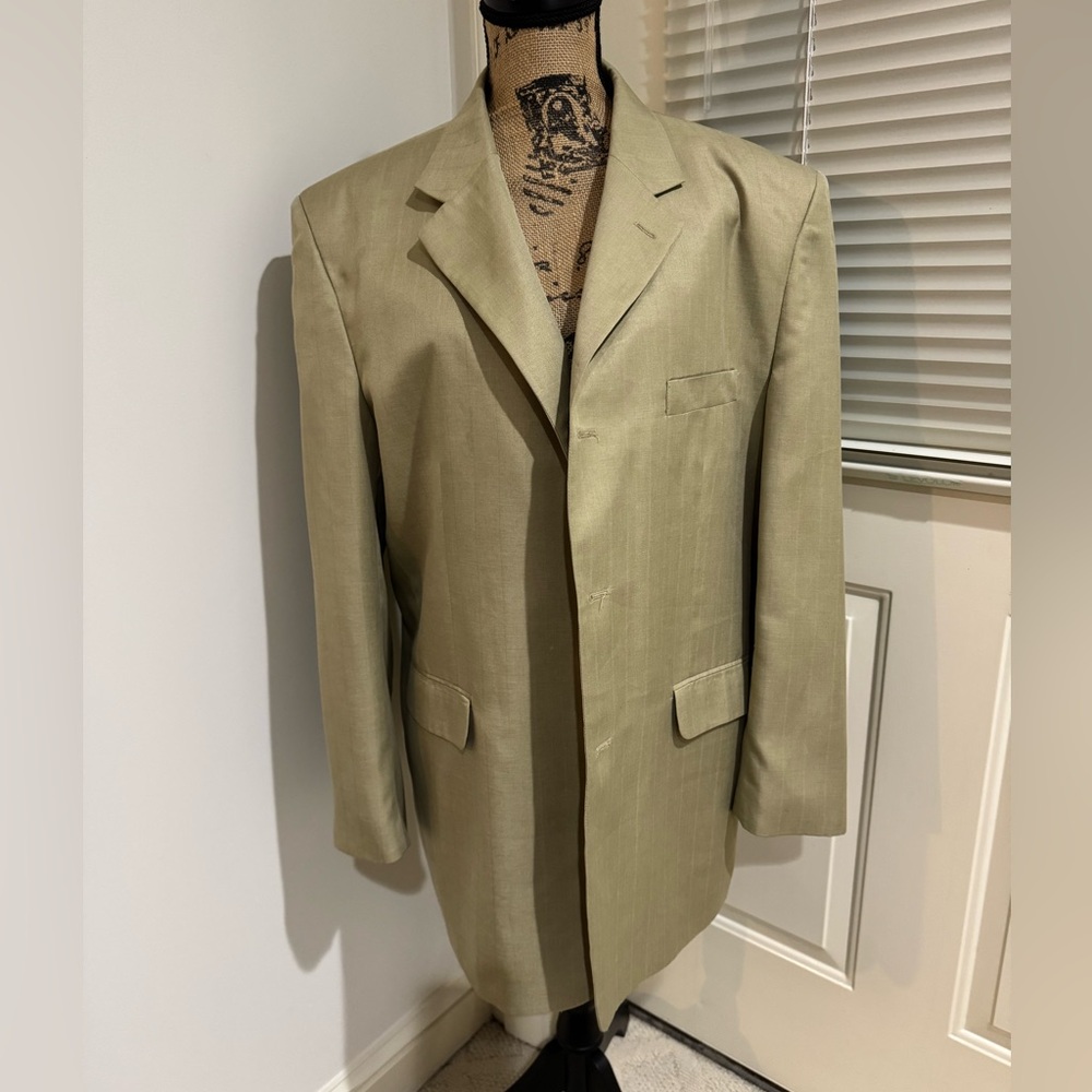 ALBERTO CELINI LE COLLEZIONE lined hand tailord gorgeous khaki blazer  size 44R